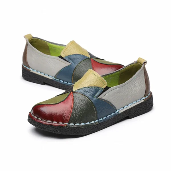 WOIZGIC Women's Ladies Female Woman Mother Shoes Flats Genuine Leather Loafers Moccasins Mixed Colorful Non Slip On Plus Size 42 - Image 5