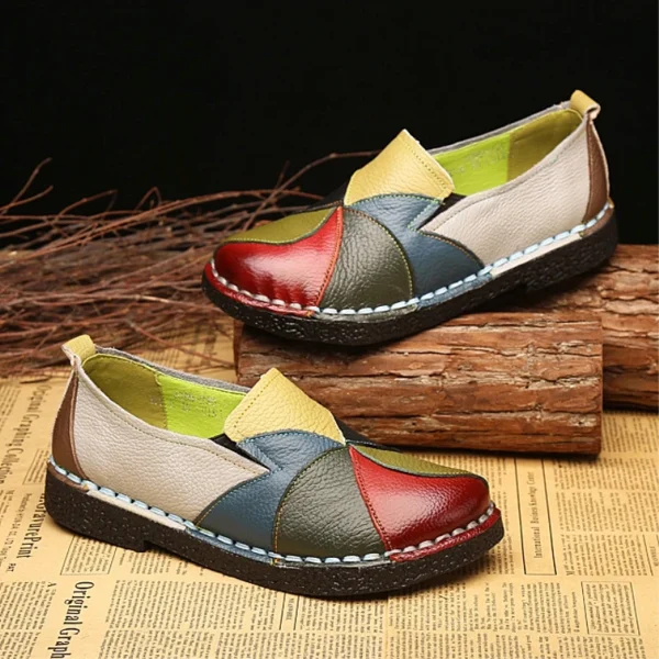 WOIZGIC Women's Ladies Female Woman Mother Shoes Flats Genuine Leather Loafers Moccasins Mixed Colorful Non Slip On Plus Size 42 - Image 4