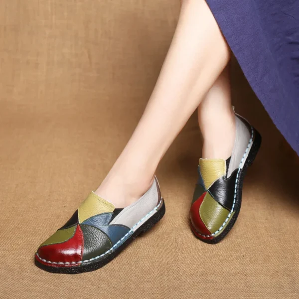 WOIZGIC Women's Ladies Female Woman Mother Shoes Flats Genuine Leather Loafers Moccasins Mixed Colorful Non Slip On Plus Size 42 - Image 3