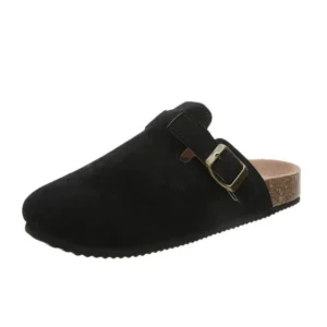Cork Footbed Clogs for Women Men Fashion Leather Mules Comfort Potato Shoes with Arch Support Indoor Outdoor Flat Slides
