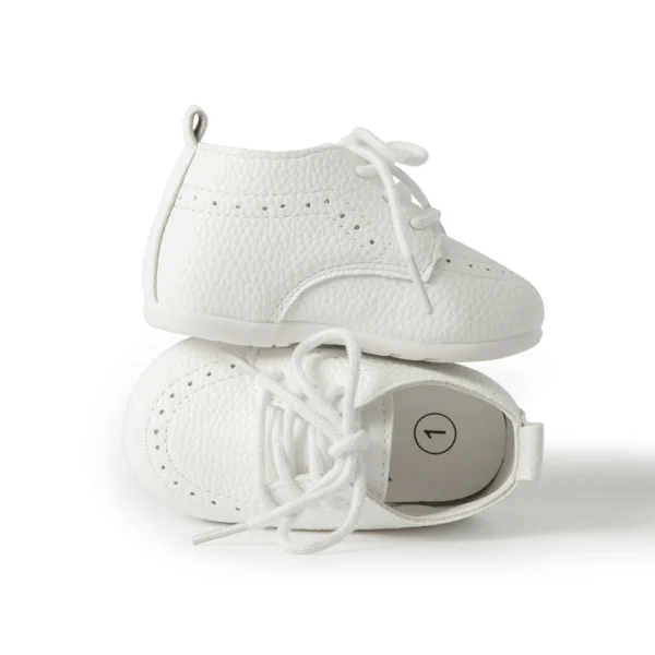 Meckior New Baby Shoes Retro Leather Boy Girl Shoes Toddler Rubber Sole Anti-slip First Walkers Newborn Infant Baby Crib Shoes - Image 4