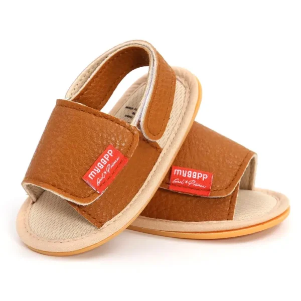 Classic Leather Baby Sandals Baby Boys Baby Girls Non-slip Solid Color Bow Baby Walking Soft Rubber Bottom Hundred Garden Shoes - Image 4