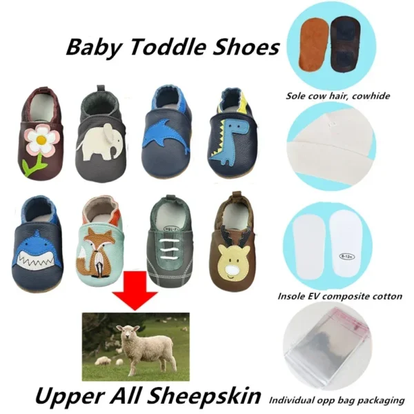 Autumn Baby Shoes Toddle Boys Girls Skid-Proof Shoe Soft Sheepskin Sneakers Fashion Animal Picture First Walker Moccasins 0-24M - Image 5