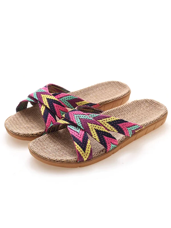 Summer linen slippers for women home for couples indoor anti slip thick sole spring and linen slippers for men - Image 6