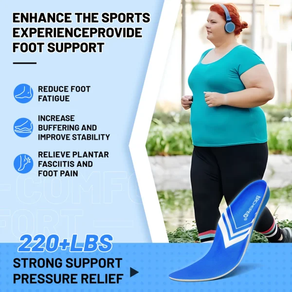 220+ lbs Plantar Fasciitis High Arch Support Insoles Men Women - Orthotic Shoe Inserts - Boot Work Shoe Insole - Image 5