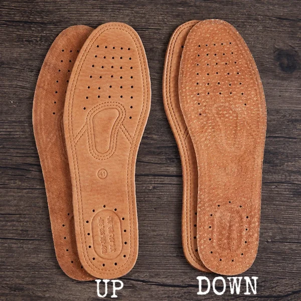 4/2Pcs Cowhide Leather Insole For Shoes Men Comfortable Deodorant Orthotic Insoles Flat Feet Lightweight Leather Flats Shoe Sole - Image 4