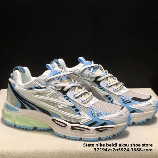 Off-White Thick Bottom Heightening Casual Sports Shoes Climbing Three Arrow Head Men's Running Shoes in Brown Green And Yellow - Image 4