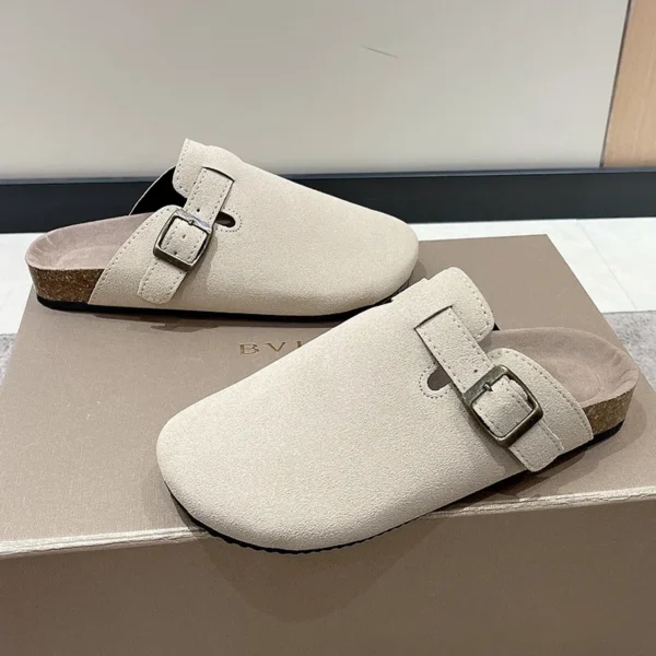 Cork Footbed Clogs for Women Men Fashion Leather Mules Comfort Potato Shoes with Arch Support Indoor Outdoor Flat Slides - Image 5