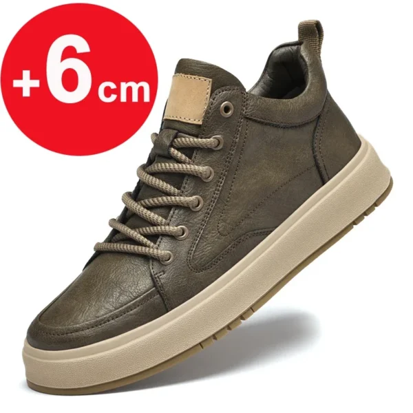 Elevator shoes for man height increase 8cm 6cm luxury brand sneaker genuine leather men's hidden heels casual shoe increasing