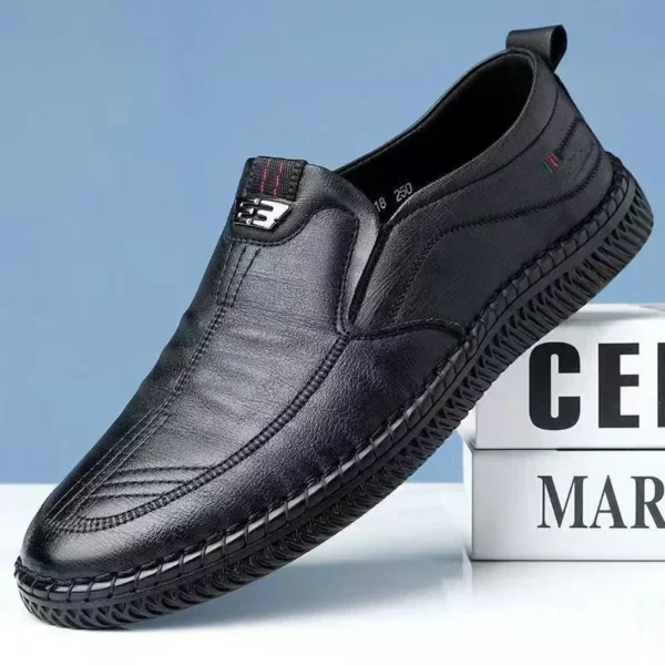 Men Leather Shoes Breathable Business Summer Slip on Loafers Man Casual Black Flats Driving Walking Shoes Moccasins - Image 4