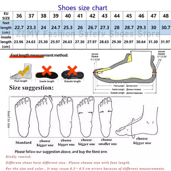 Fashion Safety Shoes Men Steel Toe Sneakers Puncture Proof Breathable Work Safety Boots Man Comfy Work Shoes Male Security Boots - Image 6