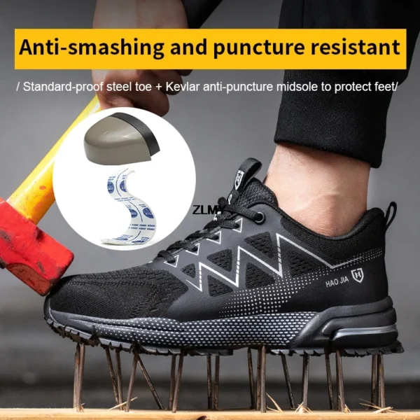 Fashion Safety Shoes Men Steel Toe Sneakers Puncture Proof Breathable Work Safety Boots Man Comfy Work Shoes Male Security Boots - Image 5