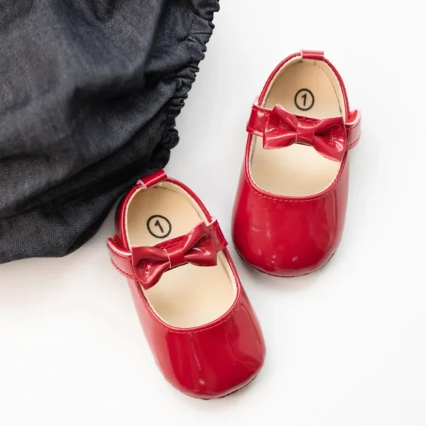 Meckior Baby Girls Shoes Bowknot Princess Dress Shoes PU Anti-slip Soft Sole Infant First Walkers Newborn Crib Baby Shoes - Image 3