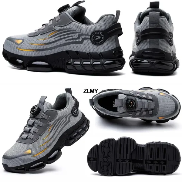 ZLMY Anti-slip Safety Shoes Men Steel Toe Sneaker Puncture Proof Rotary Button Safety Work Boots Man Sport Work Shoes Anti-smash - Image 6