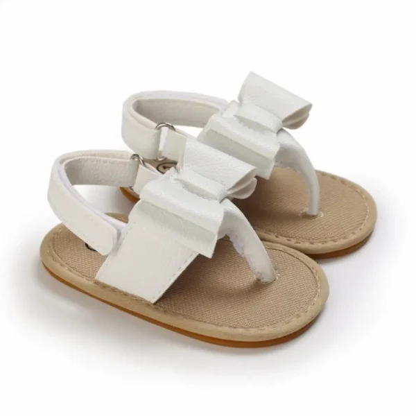 Classic Leather Baby Sandals Baby Boys Baby Girls Non-slip Solid Color Bow Baby Walking Soft Rubber Bottom Hundred Garden Shoes - Image 5