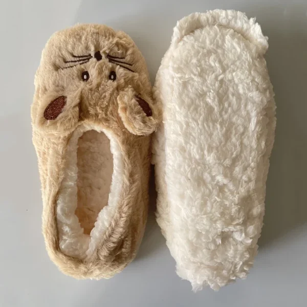 Home Fuzzy Slipper Women Winter Fur Contton Warm Plush Non Slip Grip Indoor Fluffy Lazy Female Mouse Ears Floor Shoe Living room - Image 5