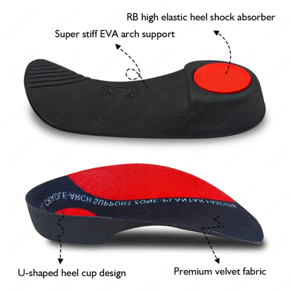 Flat Feet 3/4 Severe Flat Feet Insoles Orthotic Arch Support Inserts Orthopedic Shoe Soles Heel Pain Plantar Fasciitis Men Woman - Image 2