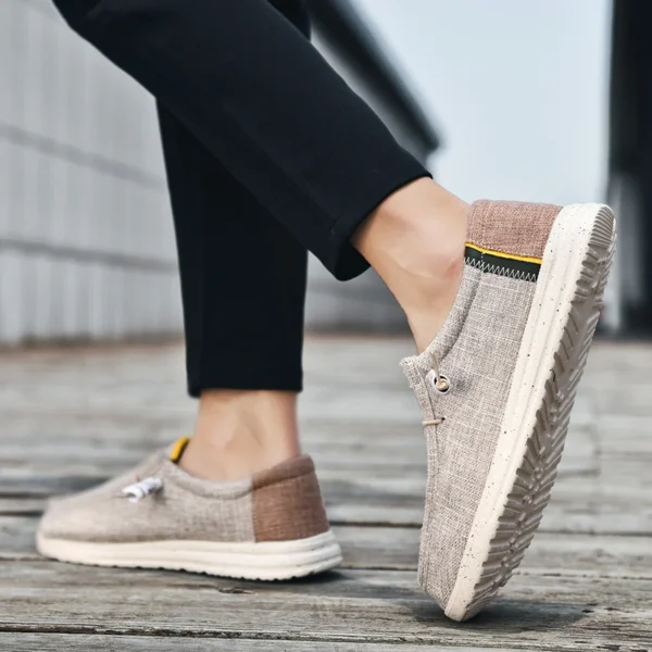 Men Casual Canvas Shoes Mens Loafers Breathable Slip on Flats Male Vulcanized Shoes Driving Shoes Plus Size 48 Walking shoe - Image 3