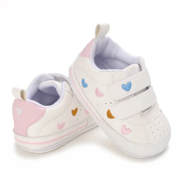 Meckior Spring and Autumn Baby Shoes Non-slip Soft Rubber Soled Toddler Shoes Cute Embroidered Love Stars Casual Shoes - Image 2