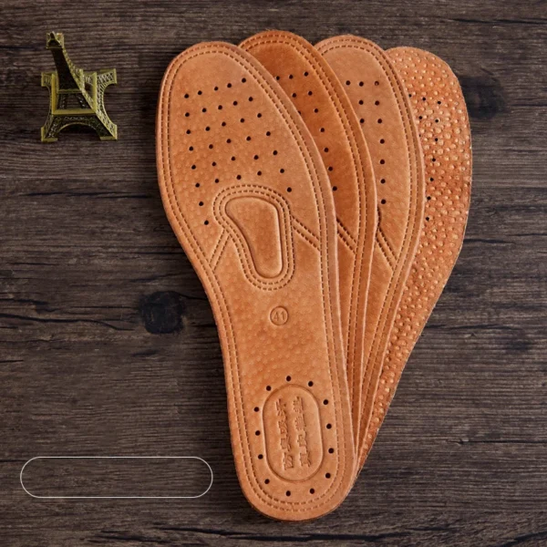 4/2Pcs Cowhide Leather Insole For Shoes Men Comfortable Deodorant Orthotic Insoles Flat Feet Lightweight Leather Flats Shoe Sole - Image 5