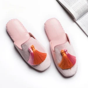 Women's Tassels Velvet Slippers Indoor Home Flat Shoes Wedding Slides