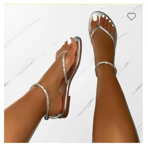 Women's Shoes 2025Summer Ankle Strap Women's Sandals Beach Flip Flops Fashion Gold Flat Roman Women Sandals Sandalias De Mujer - Image 3