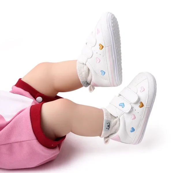 Meckior Spring and Autumn Baby Shoes Non-slip Soft Rubber Soled Toddler Shoes Cute Embroidered Love Stars Casual Shoes - Image 5
