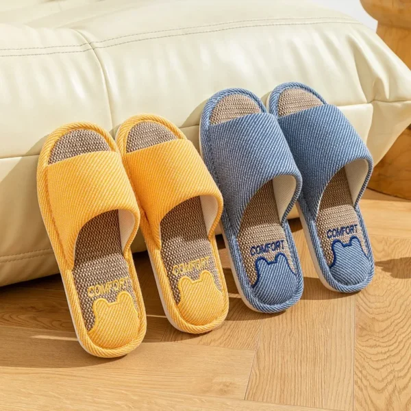 Linen Slippers Indoor Home Breathable Women Men Slides Linen Couples Anti-slip Shoes Beach Sandals Shoes Comfortable Flats TG20 - Image 2