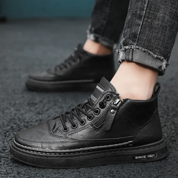 Men Boots Winter High Top Leather Shoes Fashion Cotton Shoes Fashion Ankle Boots Business Casual Outdoor Shoes Male Sneakers New - Image 2