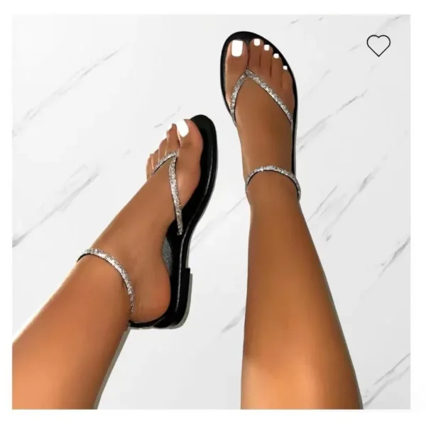 Women's Shoes 2025Summer Ankle Strap Women's Sandals Beach Flip Flops Fashion Gold Flat Roman Women Sandals Sandalias De Mujer - Image 2