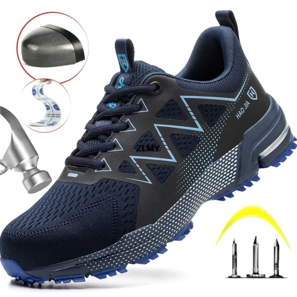 Fashion Safety Shoes Men Steel Toe Sneakers Puncture Proof Breathable Work Safety Boots Man Comfy Work Shoes Male Security Boots - Image 2