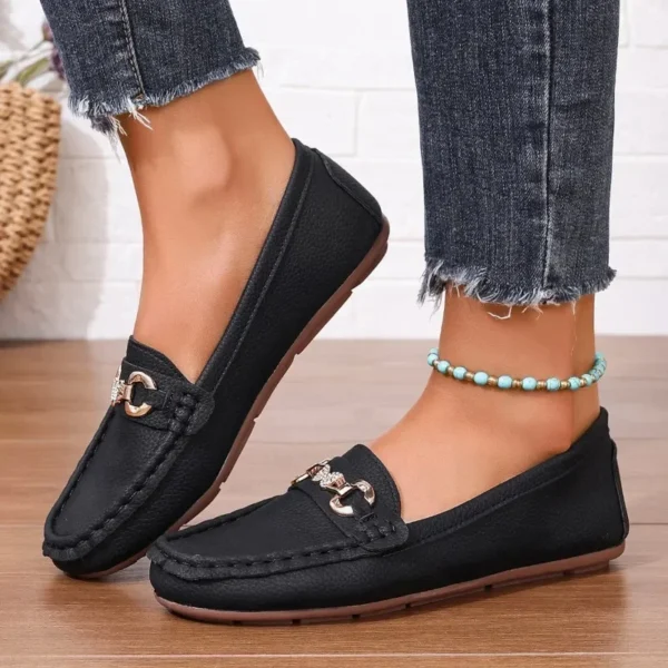 2024 Spring and Autumn Solid Color Women's Flat Shoe Fashionable Round Toe Low Heel Casual Large Size Slip-on Women's Flat Shoes - Image 6