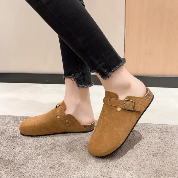 Plus Size Thick Bottom Women's Slippers Casual Lazy Shoes Soft Wood Flat Base Spring Summer Outdoor Wear Ammonia Lining Rubber S - Image 2