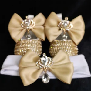 6. Dollbling Delicate Apricot Butterfly Baby Shoes Headband Set Luxury Diamond Fluff Outfit Red Bottom Little Girl Baptism Shoes
