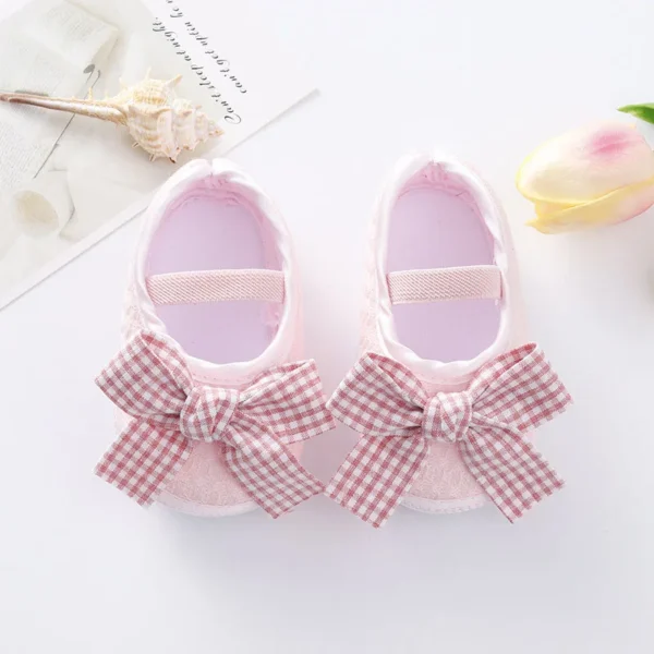 Lovely Bow Princess Baby Shoes Soft Bottom Anti-slip Infant Soled Newborn First Walkers Solid Toddler Cotton Shoes Prewalker - Image 3