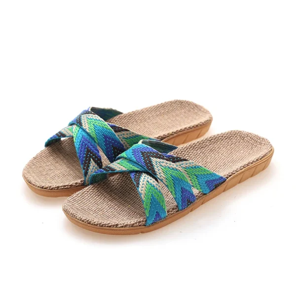 Summer linen slippers for women home for couples indoor anti slip thick sole spring and linen slippers for men - Image 3