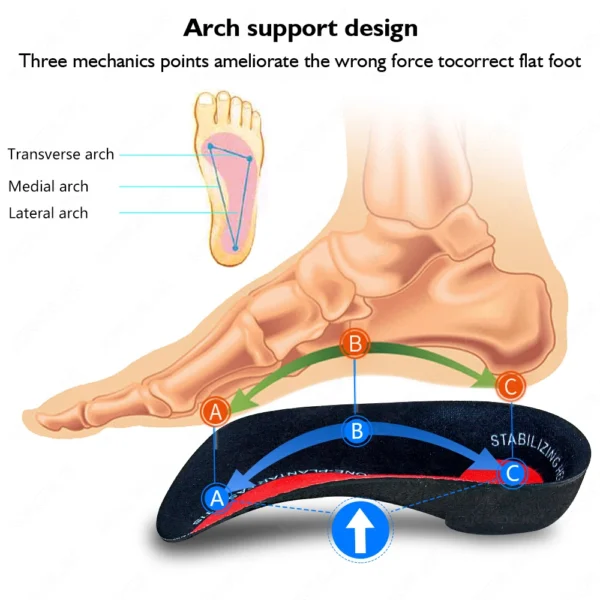 Flat Feet 3/4 Severe Flat Feet Insoles Orthotic Arch Support Inserts Orthopedic Shoe Soles Heel Pain Plantar Fasciitis Men Woman - Image 3