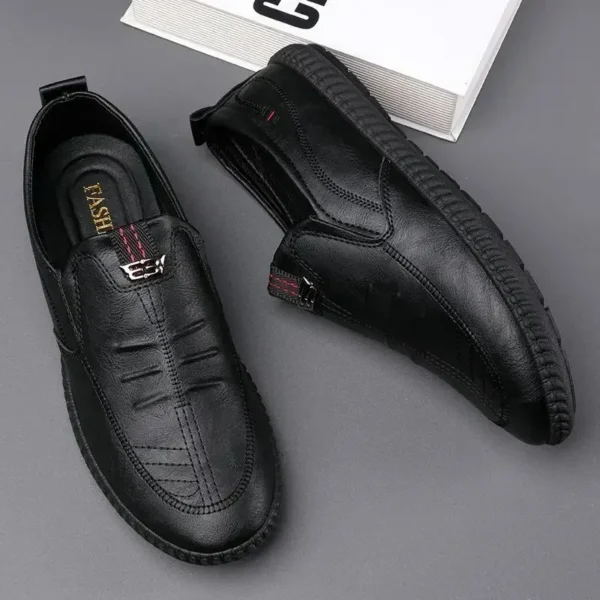 Men Leather Shoes Breathable Business Summer Slip on Loafers Man Casual Black Flats Driving Walking Shoes Moccasins - Image 6