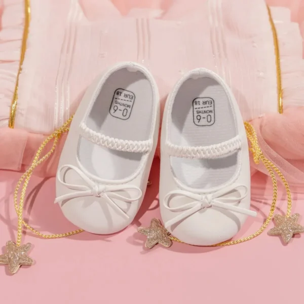 Newborn Baby Girl Princess Shoes Bow Tie Flat Bottomed Bean Shoes Shallow Mouthed Soft Casual Toddler Girls Shoes 0-18M - Image 2