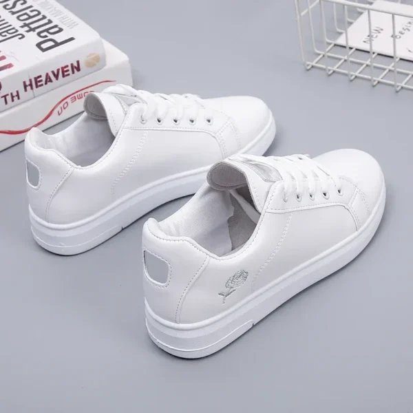 Women Leather Pu Casual Shoes New 2024 Woman Shoes Fashion Embroidered White Sneakers Breathable Flower Lace-Up Women Sneakers - Image 6
