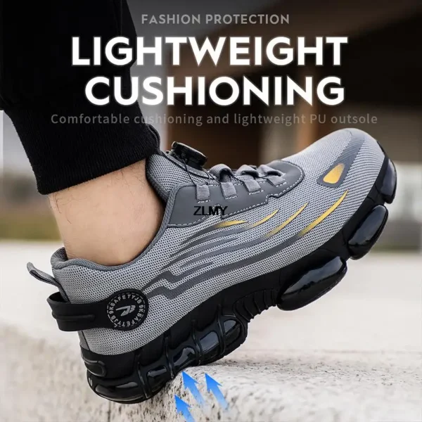 ZLMY Anti-slip Safety Shoes Men Steel Toe Sneaker Puncture Proof Rotary Button Safety Work Boots Man Sport Work Shoes Anti-smash - Image 4