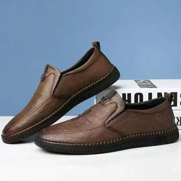 Men Leather Shoes Breathable Business Summer Slip on Loafers Man Casual Black Flats Driving Walking Shoes Moccasins - Image 3