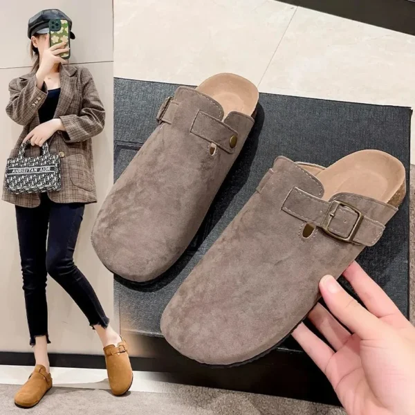 Plus Size Thick Bottom Women's Slippers Casual Lazy Shoes Soft Wood Flat Base Spring Summer Outdoor Wear Ammonia Lining Rubber S - Image 3