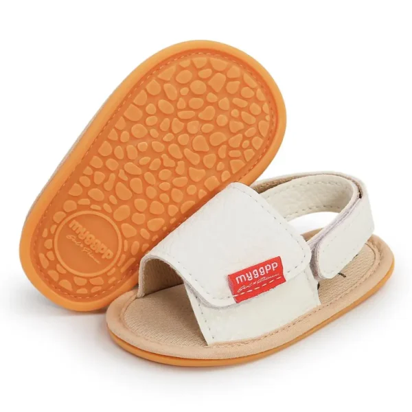 Classic Leather Baby Sandals Baby Boys Baby Girls Non-slip Solid Color Bow Baby Walking Soft Rubber Bottom Hundred Garden Shoes - Image 2