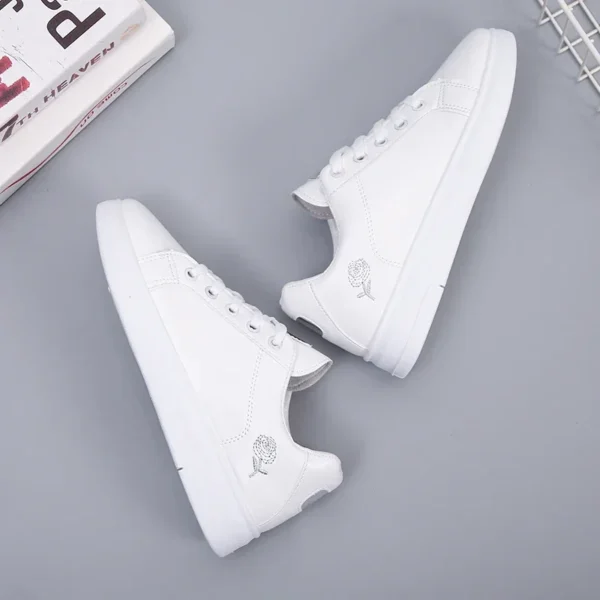 Women Leather Pu Casual Shoes New 2024 Woman Shoes Fashion Embroidered White Sneakers Breathable Flower Lace-Up Women Sneakers - Image 5