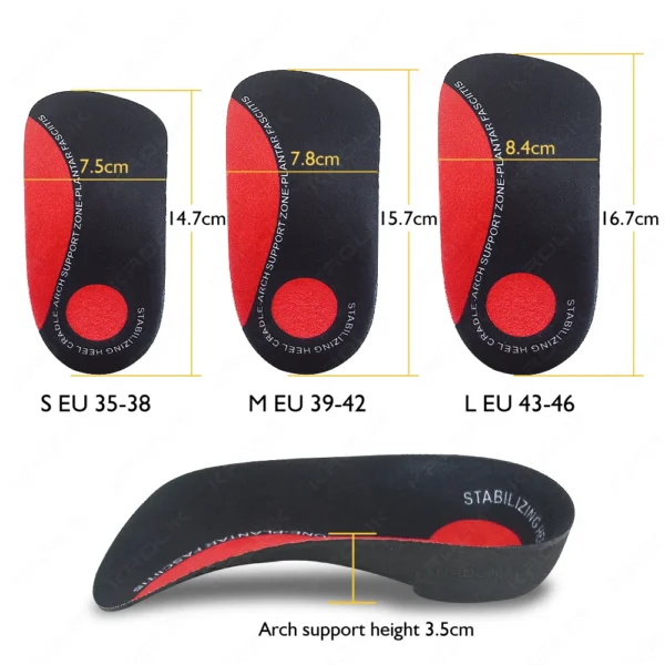 Flat Feet 3/4 Severe Flat Feet Insoles Orthotic Arch Support Inserts Orthopedic Shoe Soles Heel Pain Plantar Fasciitis Men Woman - Image 6