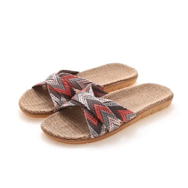 Summer linen slippers for women home for couples indoor anti slip thick sole spring and linen slippers for men - Image 5