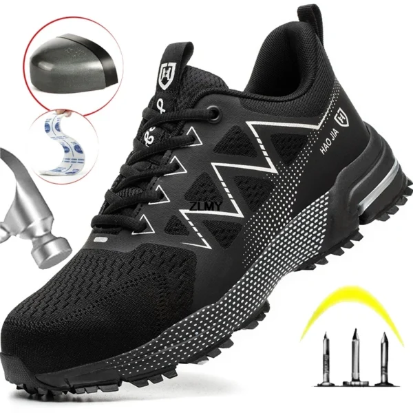 Fashion Safety Shoes Men Steel Toe Sneakers Puncture Proof Breathable Work Safety Boots Man Comfy Work Shoes Male Security Boots - Image 3