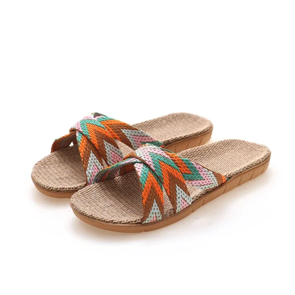 Summer linen slippers for women home for couples indoor anti slip thick sole spring and linen slippers for men - Image 2