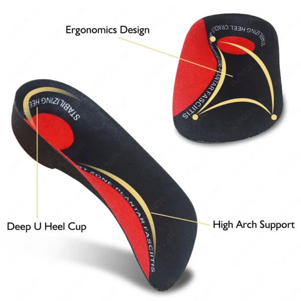 Flat Feet 3/4 Severe Flat Feet Insoles Orthotic Arch Support Inserts Orthopedic Shoe Soles Heel Pain Plantar Fasciitis Men Woman - Image 5